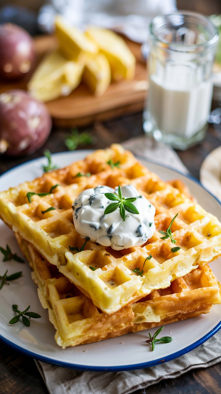 Cheesy potato waffles Recipe