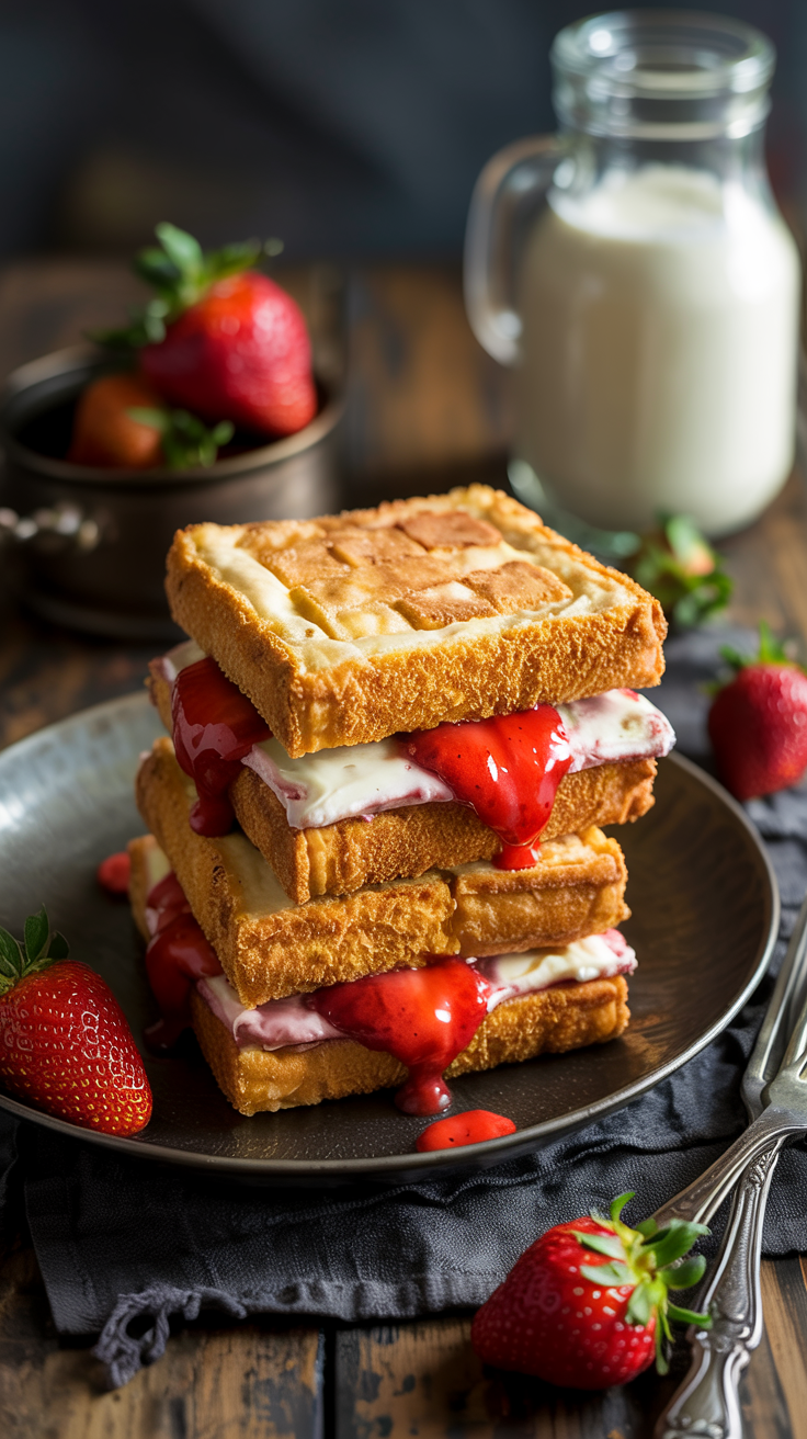 Fried Strawberry Cheesecake Sandwiches