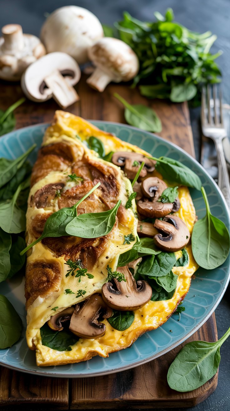 Keto Mushroom and Spinach Omelette Recipe