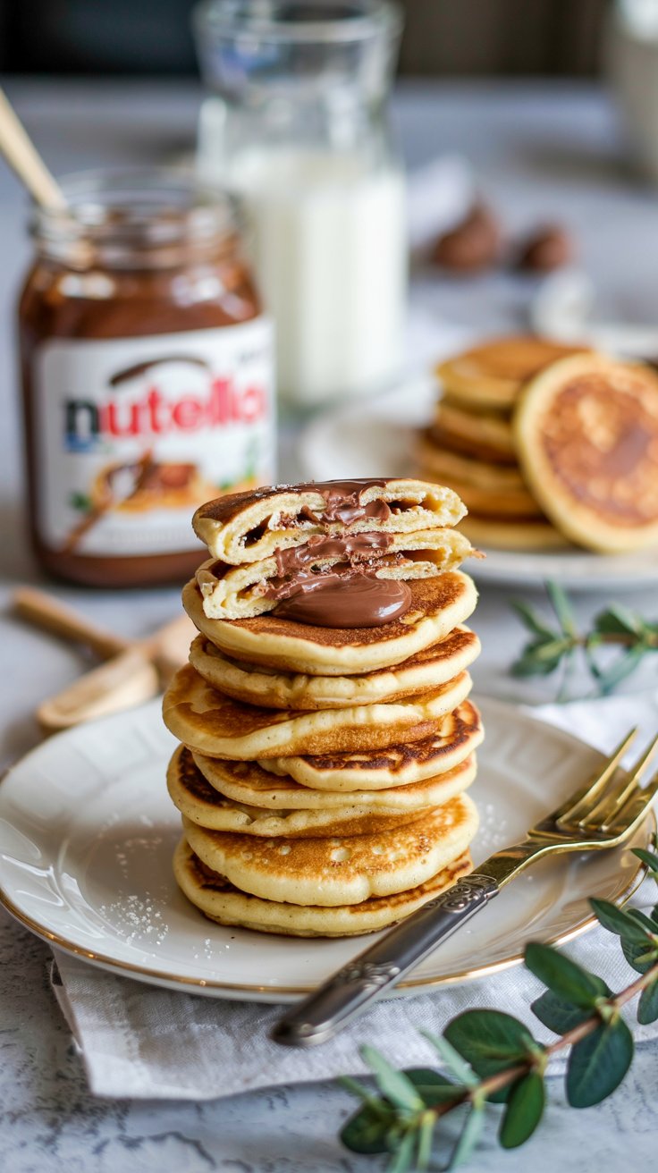 Mini Pancakes with Nutella Filling Recipe