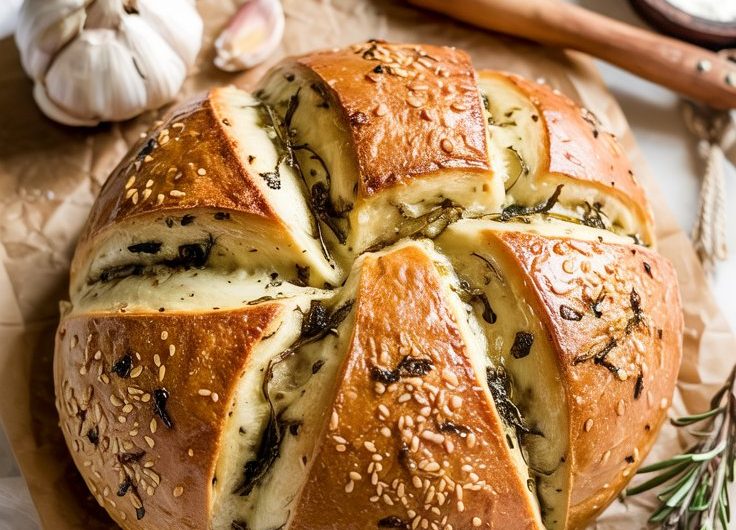 No-Knead Roasted Garlic Rosemary Bread
