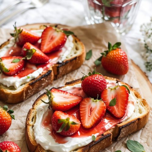 Roasted Strawberry Whipped Ricotta Toast