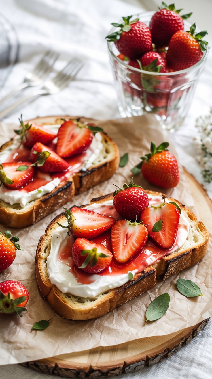 Roasted Strawberry Whipped Ricotta Toast