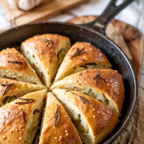 Rustic Garlic Rosemary Skillet Bread