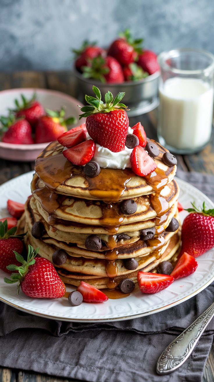 Strawberry Chocolate Chip Pancakes Recipe