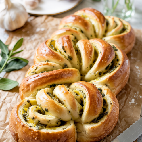 Swirled Garlic Herb And Cheese Bread