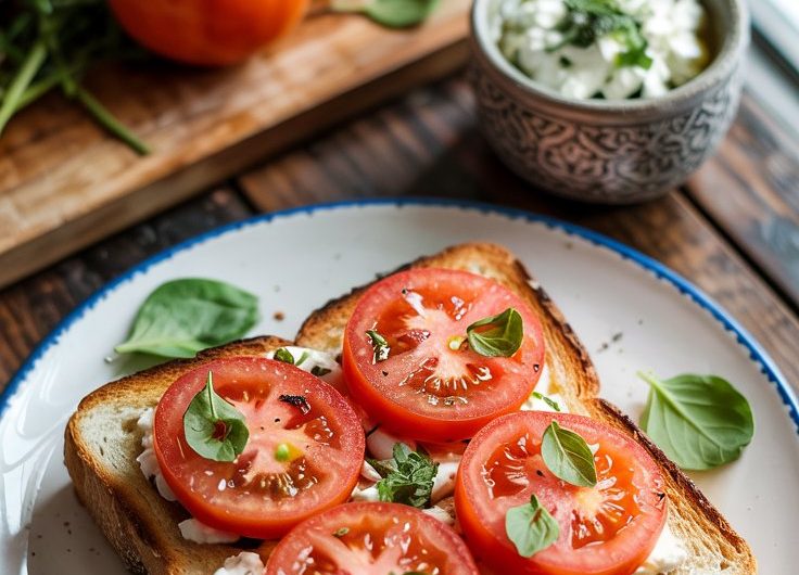 Tomato and Cottage Cheese Toast
