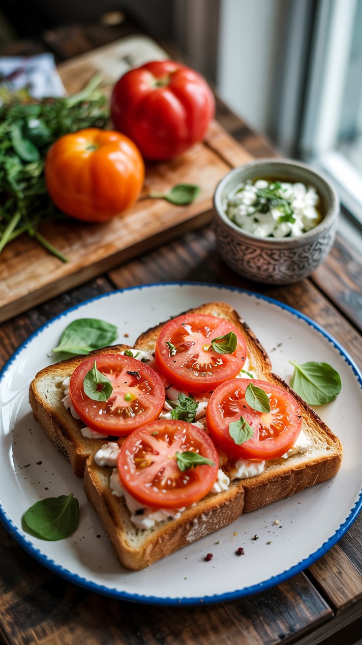 Tomato and Cottage Cheese Toast Recipe