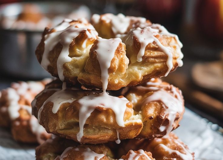 Baked Apple Fritters with Vanilla Glaze