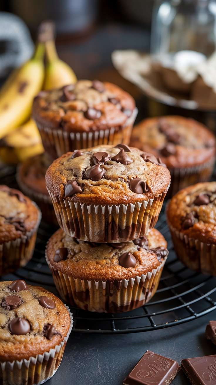 One Bowl Banana Chocolate Muffins recipe