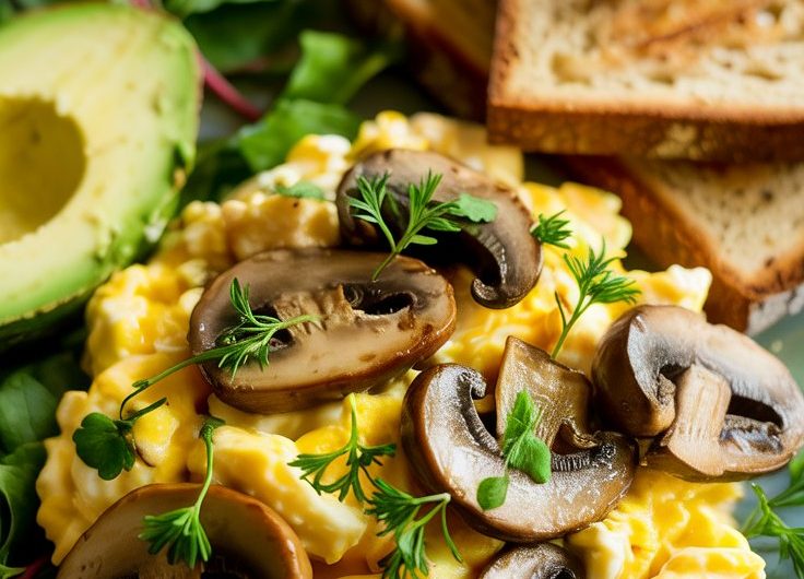 Creamy Scrambled Eggs Mushrooms And Avocado