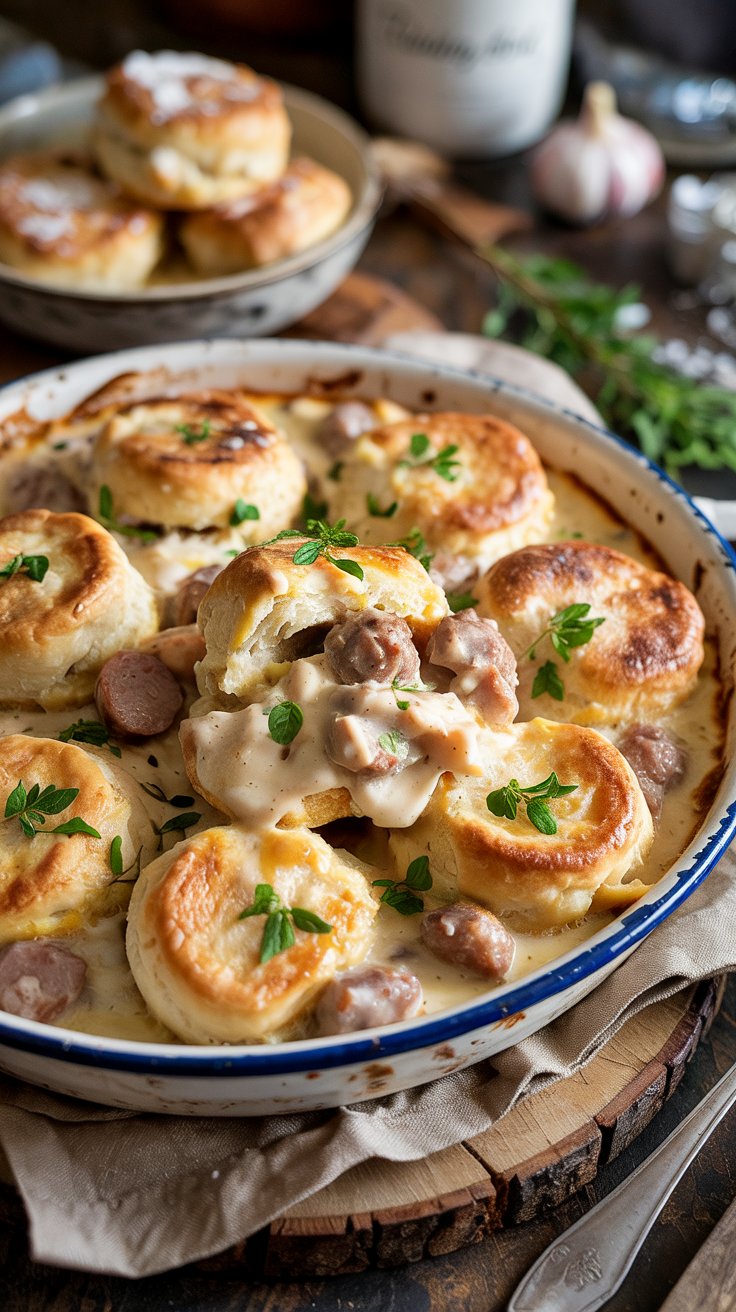 Sausage-Loaded Biscuit Gravy Bake recipe
