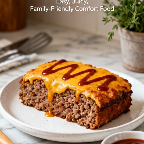 BBQ Cheddar Meatloaf Recipe – Easy Juicy And Family Friendly Comfort Food. Realistic Photo Casual Kitchen Settings