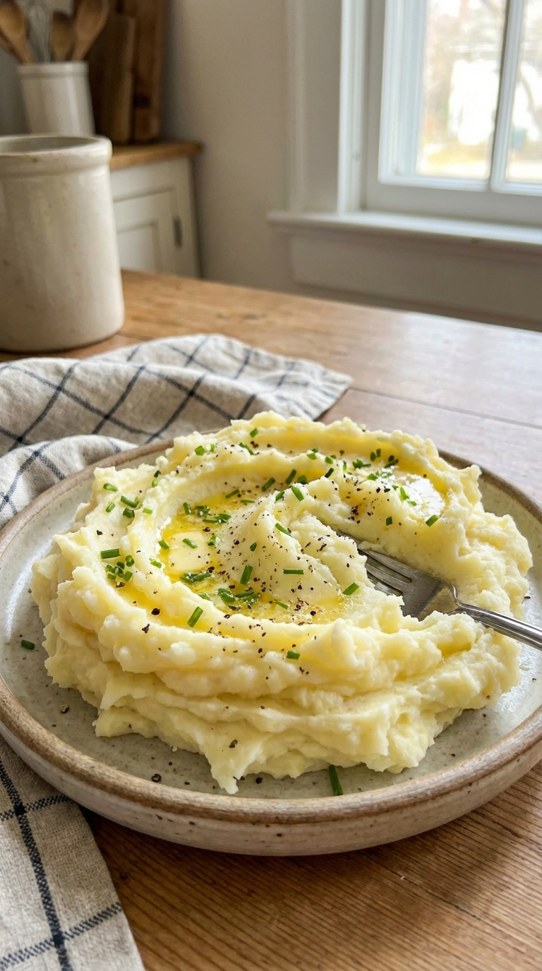 Fluffy Make Ahead Mashed Potatoes The Easiest Holiday Side You Can Prep Ahead. Close Up Plate Casual Kitchen Settings