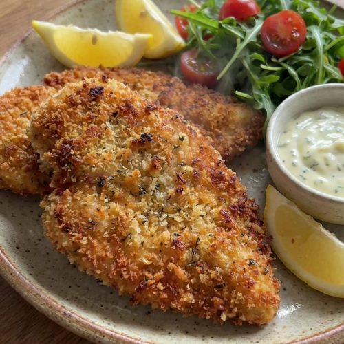 Classic Crispy Breaded Chicken Cutlets Flavorful Easy Weeknight Favorite. Close Up Plate Realistic Photo